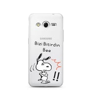 Snoopy Tasarımlı Süper Şeffaf Silikon Telefon Kılıfı Samsung Core 2