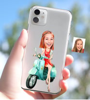 BK Gift Kişiye Özel Bayan Karikatürlü iPhone 11 İnce Şeffaf Silikon Telefon Kapağı-24 (Beyaz)