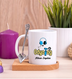 Odyolog Ahşap Altlıklı Beyaz Kupa Bardak
