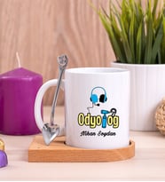 Odyolog Ahşap Altlıklı Beyaz Kupa Bardak
