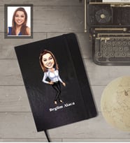 Kişiye Özel Öğretmen Karikatürlü Siyah Defter Bayan-10