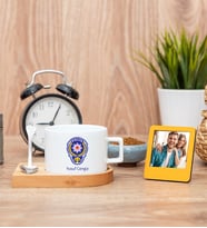 Polis Amblemli Fincan ve Turuncu Mini Fotoğraf Çerçevesi