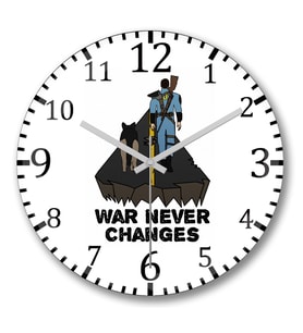 Camiseta Fallout War Never Changes Duvar Saati Bombeli Gercek Cam