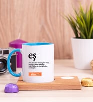 Eş Kelime Anlamı Ahşap Altlıklı Mumlu Mavi Kupa Bardak