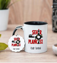Şehir Plancısı Siyah Kupa Bardak Ve Anahtarlık Set