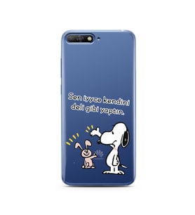 Snoopy Tasarımlı Süper Şeffaf Silikon Telefon Kılıfı Huawei Y6 2018