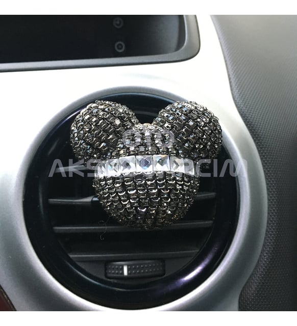 THE ADVENTURE OF MICKEY MOUSE　ルームアクセサリー Kristal Taşlı Mickey Mouse Havalandırma Klips Oto Kokusu Siyah