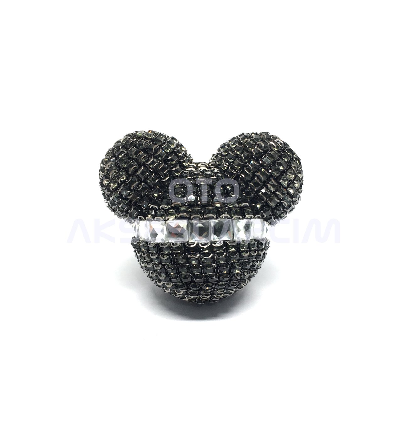 Kristal Taşlı Mickey Mouse Havalandırma Klips Oto Kokusu Siyah