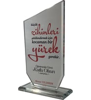 Kişiselleştirilebilir Özel Günler Öğretmenler Günü Ödül Hediye Pk102 Plaket (Kırmızı)