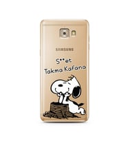 Snoopy Tasarımlı Süper Şeffaf Silikon Telefon Kılıfı Samsung C7 Pro 