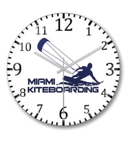 Miami Kiteboarding Duvar Saati Bombeli Gercek Cam