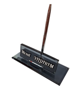 Kristal Masaüstü Kalemli isimlik Ofis Makam Hediyesi M134 SLV (Gümüş)