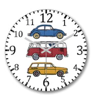 Vintage Volkswagen Duvar Saati Bombeli Gercek Cam