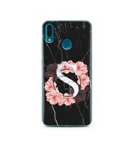 Mermer Çiçekli Harf Tasarım Süper Şeffaf Silikon Telefon Kılıfı Huawei Y9 2019 S