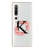 Pembe Çiçekli Harf Tasarım Süper Şeffaf Silikon Telefon Kılıfı Xiomai Mi10- Mi 1
