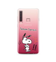 Snoopy Tasarımlı Süper Şeffaf Silikon Telefon Kılıfı Samsung A9 (2018)  