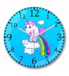 Unicorn   Duvar Saati Bombeli   Gercek  Cam