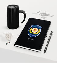 BK Gift Kişiye Özel Polis Çevik Kuvvet Temalı Siyah Defter Kalem Termos Mug Seti (Model 1)