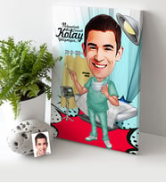 BK Gift Kişiye Özel Bay Cerrah Karikatür Kanvas Tablo 30x50cm