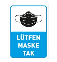 MIGNATIS - Lütfen Maske Tak Yazısı Pankartı Tabelası Stickerı 35x50cm SYL46