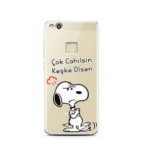 Snoopy Tasarımlı Süper Şeffaf Silikon Telefon Kılıfı Huawei P10 Lite 