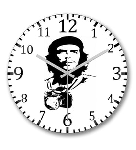 Che Guevara Duvar Saati Bombeli Gercek Cam