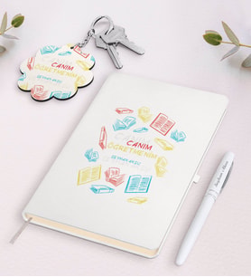 BK Gift Kişiye Özel Canım Öğretmenim Beyaz Defter Kalem Ve Anahtarlık Hediye Seti-3 (Model 1)