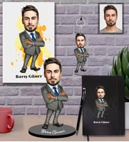 Kişiye Özel Öğretmen Karikatürlü 5 li Hediye Seti Bay-6
