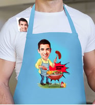 BK Gift Kişiye Özel Bay Mangalcı Karikatür Mavi Mutfak Önlüğü  1