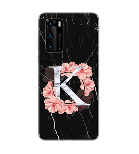 Mermer Çiçekli Harf Tasarım Süper Şeffaf Silikon Telefon Kılıfı Huawei P40 Pro K