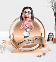BK Gift Kişiye Özel Dünyanın En İyi Annesi Karikatürlü 3D Ahşap Biblo Plaket - 7 (Çok Renkli)