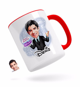 BK Gift Kişiye Özel Erkek Doğum Günü Karikatürlü Kırmızı Kupa Bardak-2
