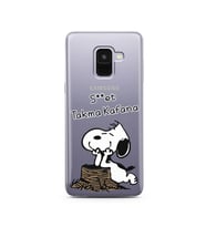 Snoopy Tasarımlı Süper Şeffaf Silikon Telefon Kılıfı Samsung A8 (2018)  