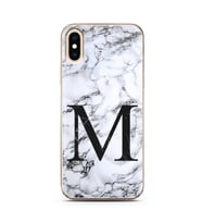 Iphone Xs Max Beyaz Mermer Harf Tasarımlı Telefon Kılıfı M-Harfi 