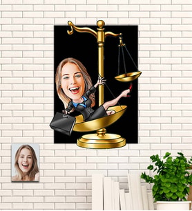 Kişiye Özel Hediye Avukat Karikatürlü Uv Baskılı Ahşap Tablo