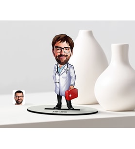 BK Gift Kişiye Özel Bay Acil Tıp Teknisyeni Karikatür Ahşap Biblo  1