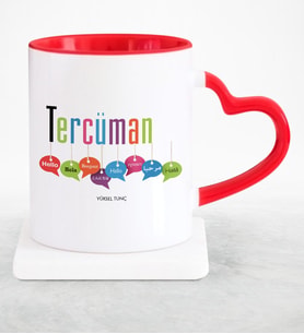 BK Gift Kişiye Özel Mesleki Tercüman Kırmızı Kalpli Kupa Bardak