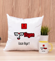Optisyen Kare Yastık ve Sarı Kupa Bardak