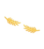 925 Ayar Gümüş Akasya Yaprağı Earcuff Küpe (Sarı)