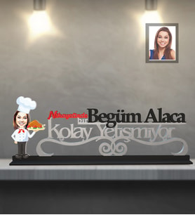 Kişiye Özel Aşçı Karikatürlü Kolay Yetişmiyor Ahşap Biblo Bayan-2