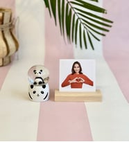 Kişiye Özel Ahşap Fotoğraf Tutucu Ve Panda Mini Kar Küresi Set