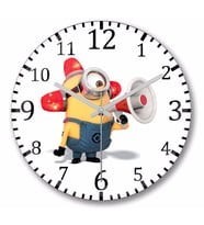 Minions  Duvar  Saati  Bombeli  Gercek Cam