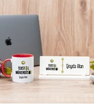 Tekstil Mühendisi Kırmızı Kupa Bardak Ve Masa İsimliği Hediye Seti