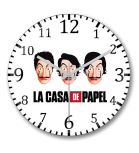 La Casa De Papel 04 Duvar Saati Bombeli Gercek Cam