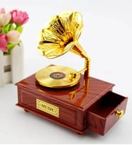 Nostaljik Gramafon Hareketli Müzik Kutusu