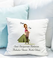 Kişiye Özel Babalar Günü Yastığı Baba-Kız