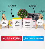 İkili Sarı Pembe Sevgiliye Hediye İsme Özel Sevgililer Günü Hediyesi Kupa Bardak Anahtarlık Hediye Seti