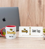 Arkeolog Kırmızı Kupa Bardak Ve Masa İsimliği Hediye Seti