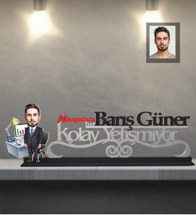 Kişiye Özel İş Adamı Karikatürlü Kolay Yetişmiyor Ahşap Biblo Bay-26