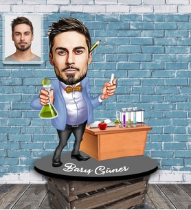 Kişiye Özel Öğretmen Karikatürlü Ahşap Biblo Bay-3